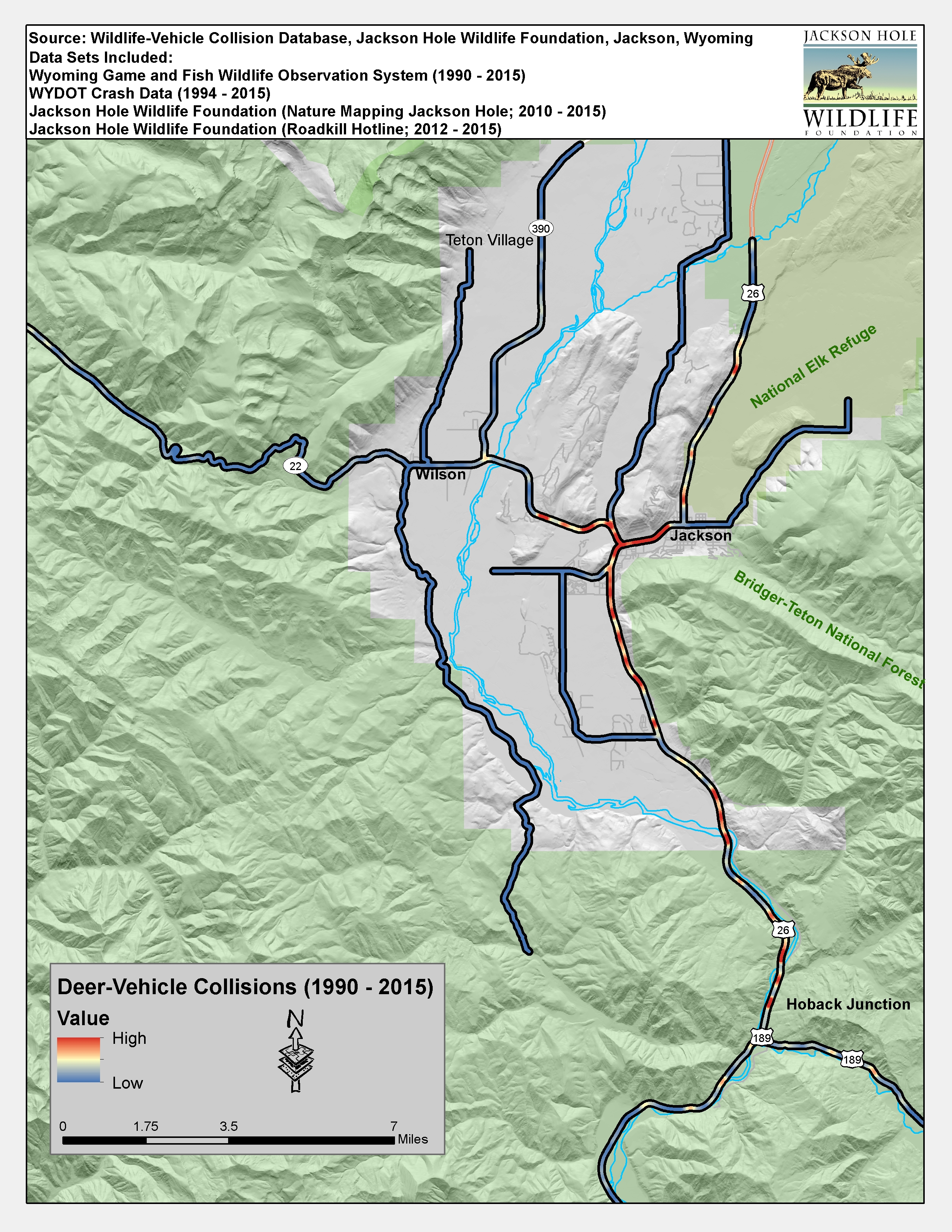 Wildlife-Vehicle Collisions for Teton County 1990-2015 All Species